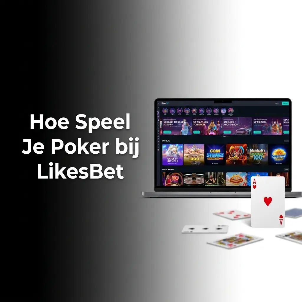 Stappenplan om poker te spelen bij LikesBet: registreren, verifiëren, storten en inzetten aan de pokertafel.
