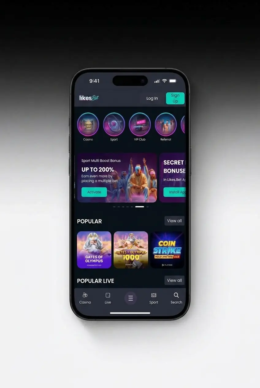 Inloggen bij LikesBet via de App op mobiel