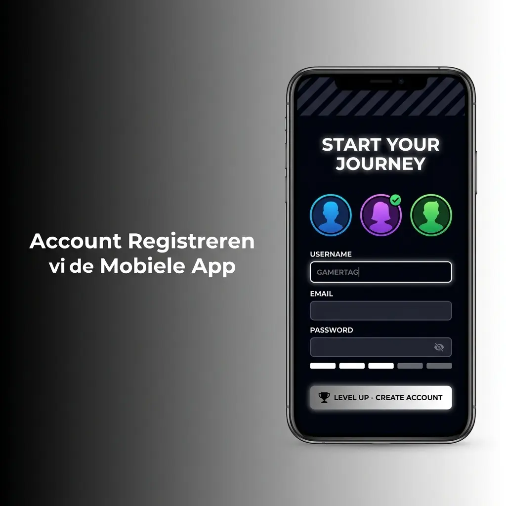 Registratiescherm van de mobiele app